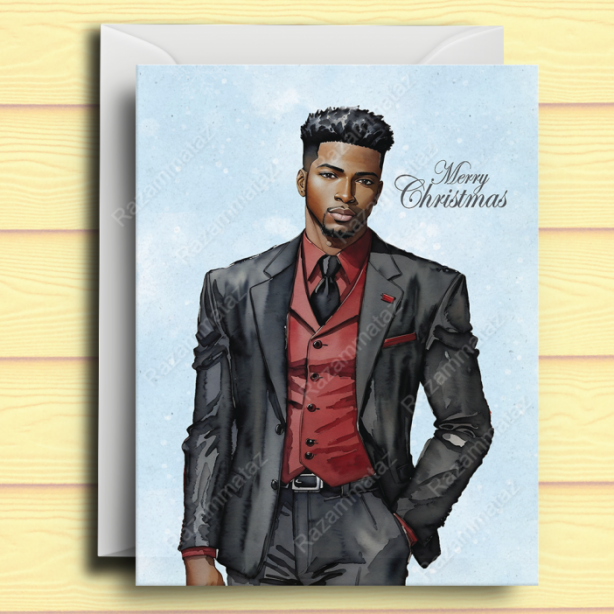 Black Man G Christmas Card